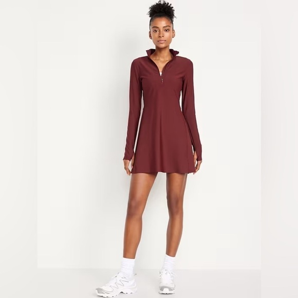 NWT! Old Navy Red Velvet PowerSoft Half-Zip Athletic Dress 💜 - Picture 1 of 11